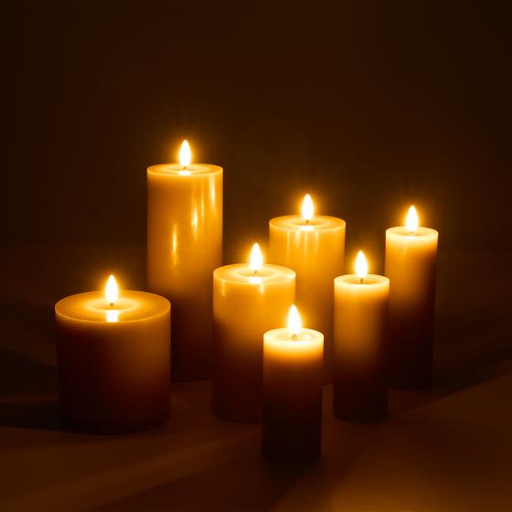 Luxury 7-piece LED candle set – taupe – candles on