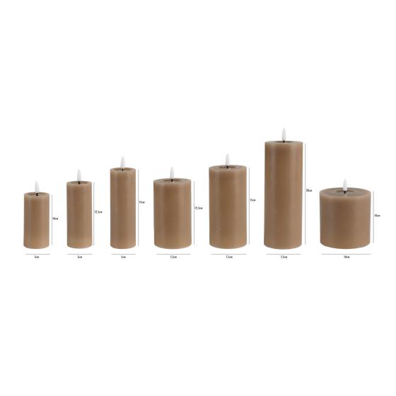 Luxury 7-piece LED candle set – taupe – dimensions per candle