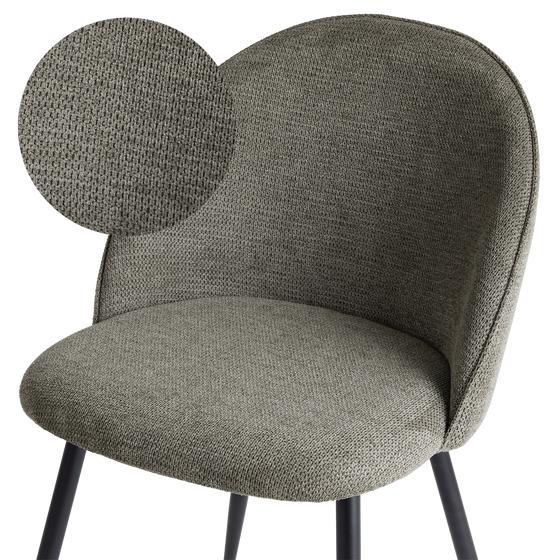 Chenille dining chairs - set of 2 - Smokey Olive - close-up of fabric