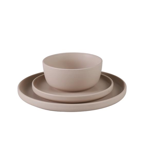 Taupe matte dinner set - stacked set