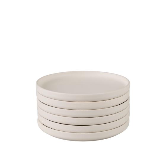 Cream white matte dinner set - stacked side plates