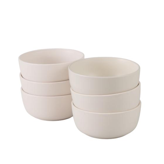 Cream white matte dinner set - stacked bowls