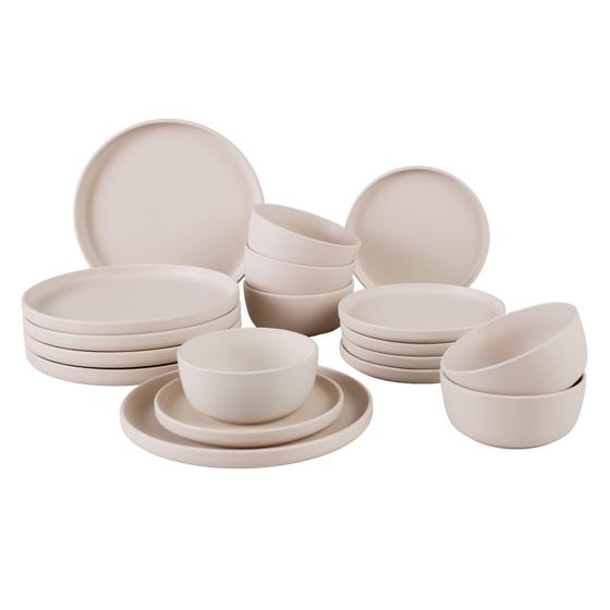 Cream white matte 18-piece dinner set for 6 people