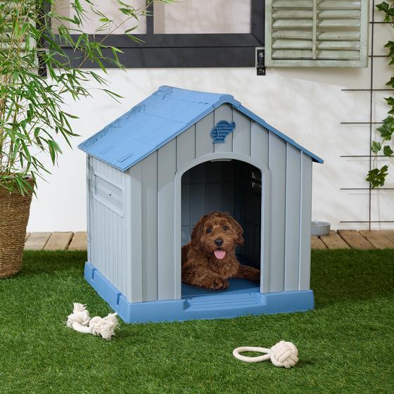 Hondenhok voor buiten – blauw/grijs - 66 x 70 x 70 cm | UV30