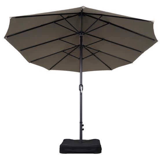 Dubbele parasol met voet – zijkant
