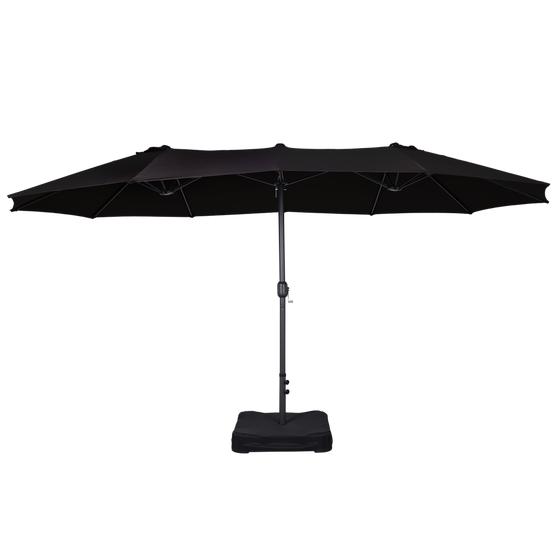 Dubbele parasol met voet – antraciet 450 x 265 x 278 cm | UV80+ | Incl. voet & hoes