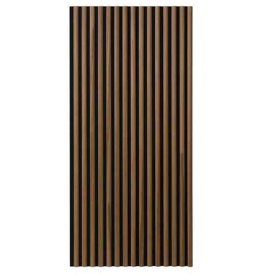 Acoustic wall panels with semi-circular slats - walnut - single panel