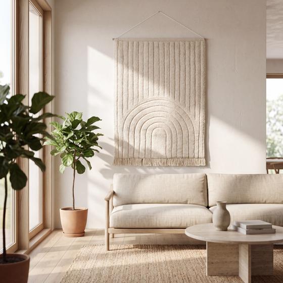 Katoenen wandkleed sfeerimpressie Japandi interieur