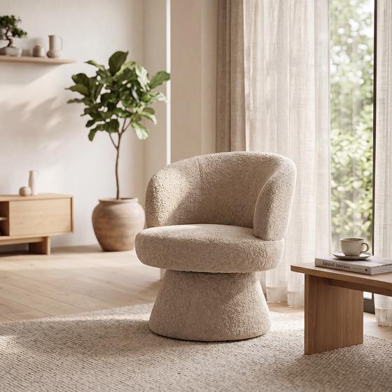 Draaifauteuil bouclé - in de woonkamer