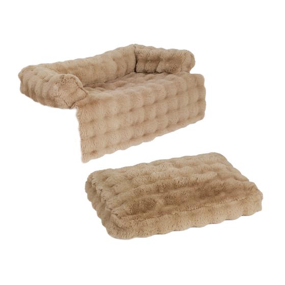 Pom Pom Fur hondenkussen - taupe 1
