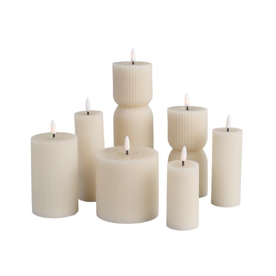 Ribbel ledkaarsen - set van 7 - crème