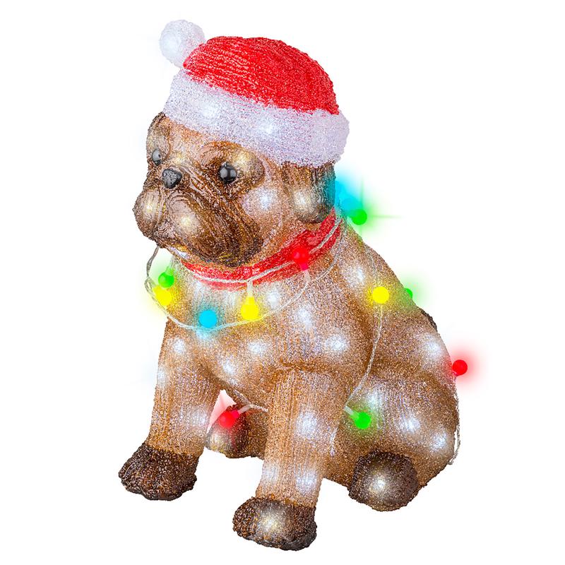 Chien en acrylique avec LED de Noël