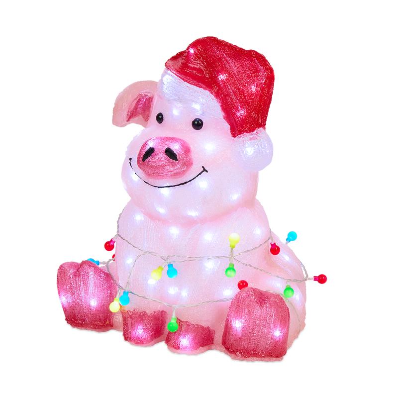 Acrylic pig with lights on