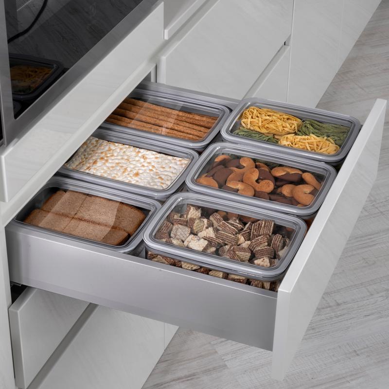 Curver Dry Cubes container set - filled with food in kitchen drawer
