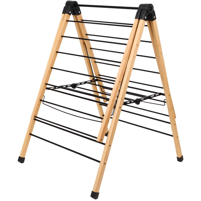 Bamboo clothes drying rack - folded