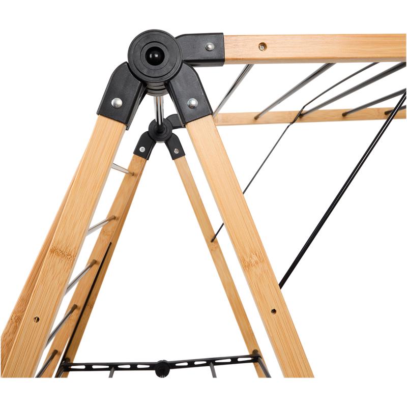 Bamboo clothes drying rack - close-up