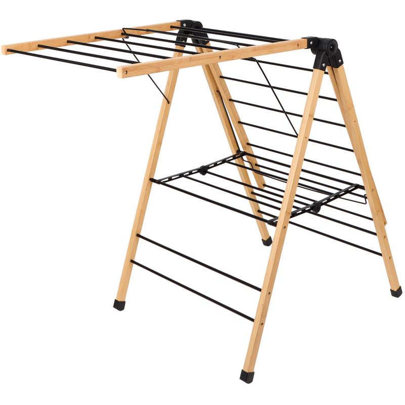 Bamboo clothes drying rack - half folded