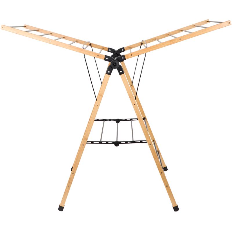 Bamboo drying rack for clothes - front view