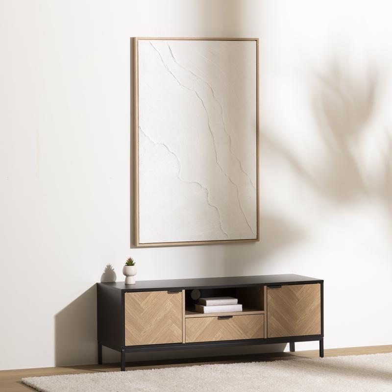 Herringbone TV unit in living room