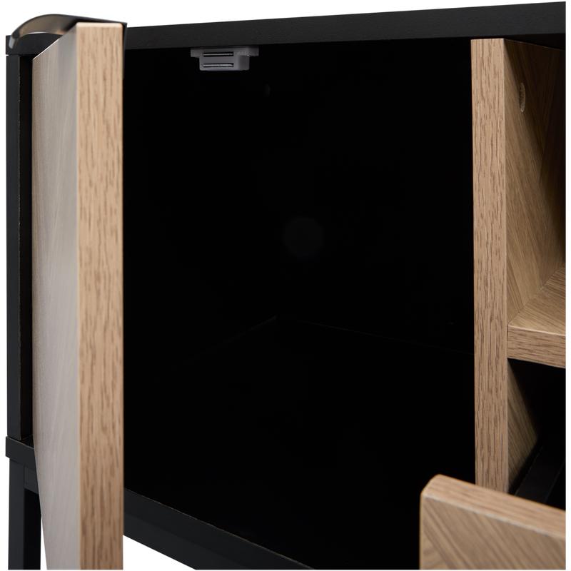 Herringbone TV unit - close-up of open door