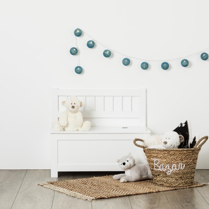 Toy storage bench - in blue bedroom