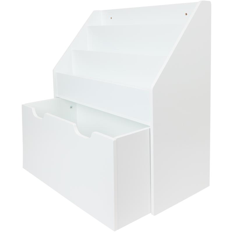 Kids' bookcase on wheels - with open drawer