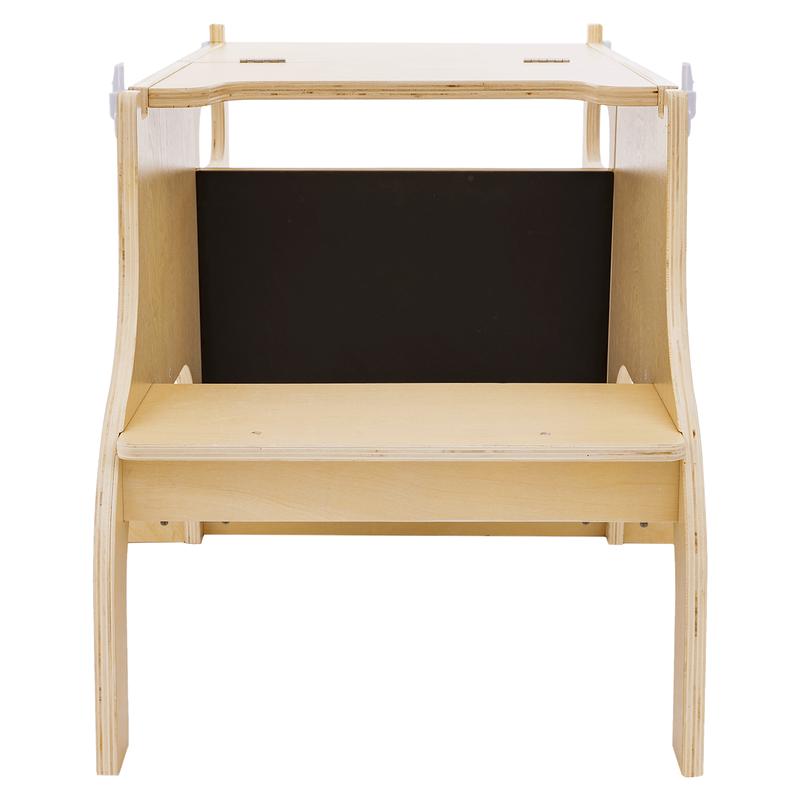 Leertoren uitgeklapt als tafel met stoeltje - achterkant