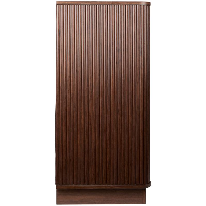 Ribbed design walnut sideboard - side view