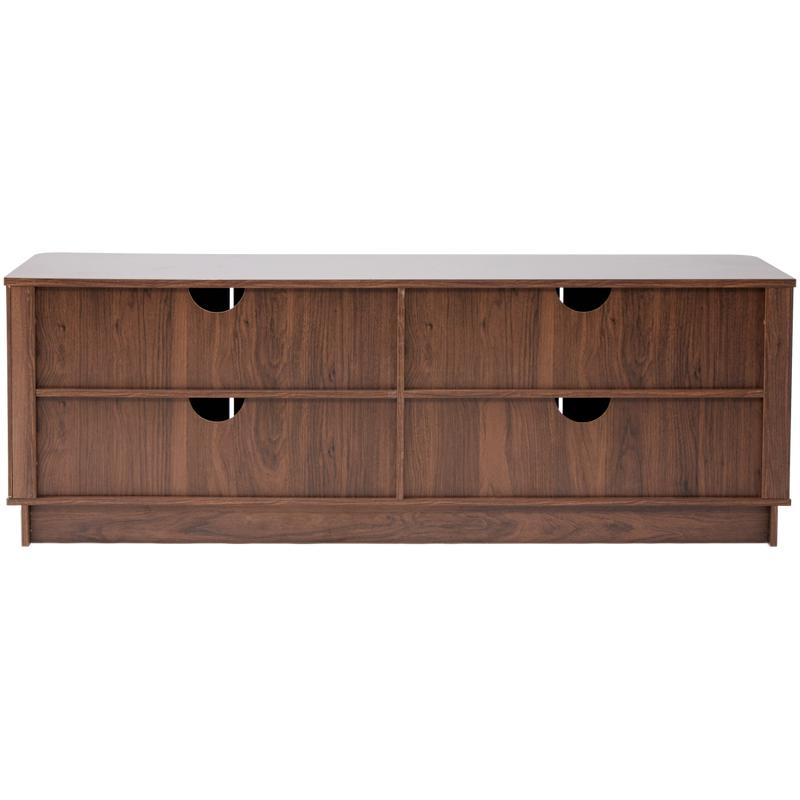 Ribbed design walnut TV cabinet - back view