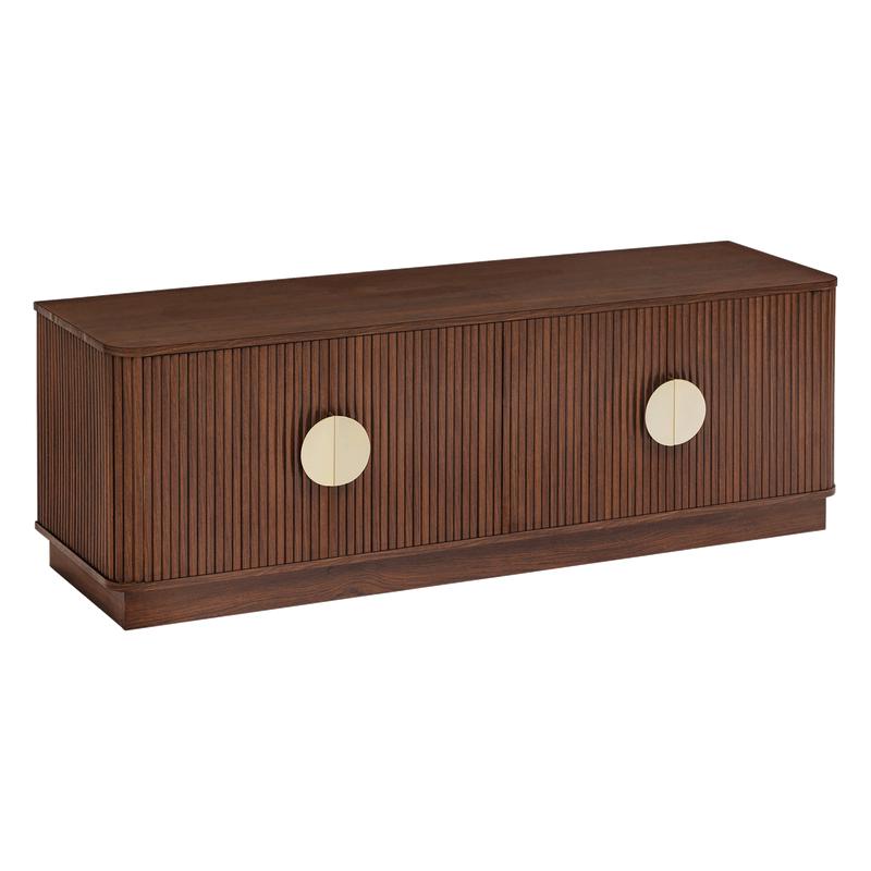 Ribbed design walnut TV cabinet