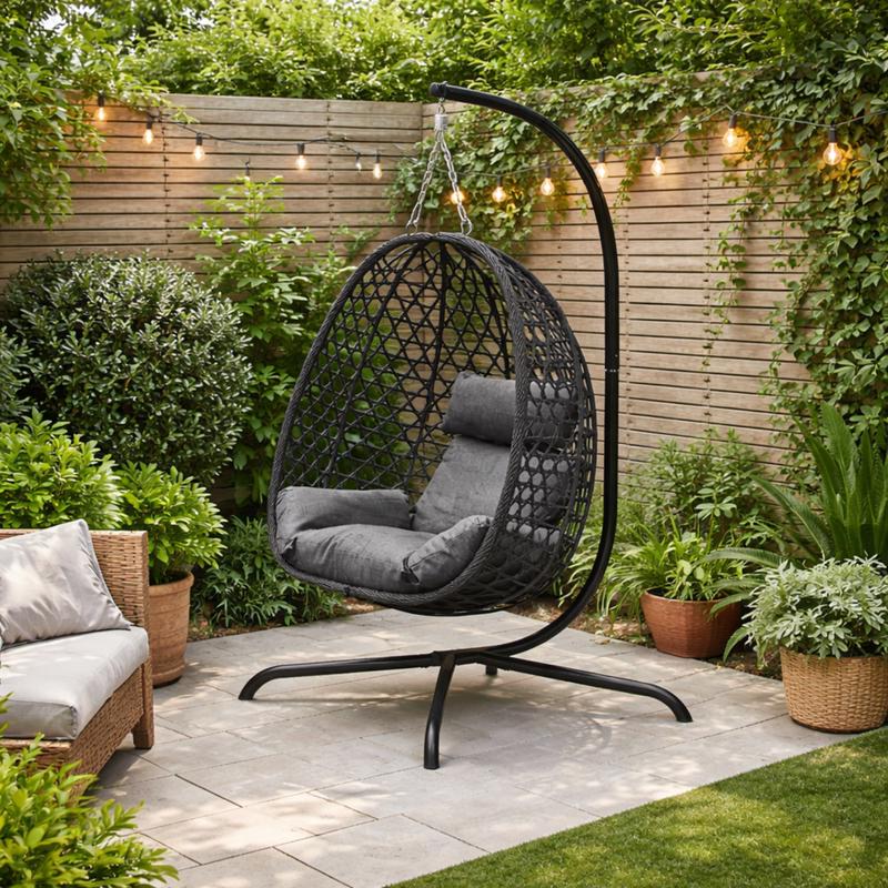 Hangstoel met standaard - zwart