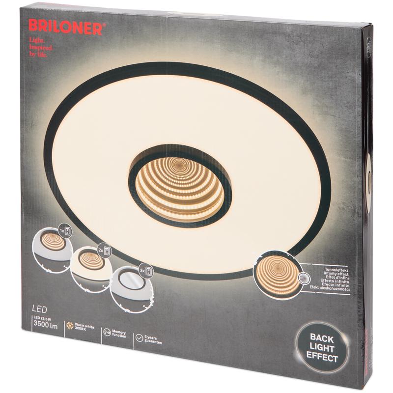 Round LED infinity tunnel ceiling light - black - packaging