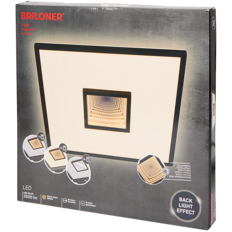 Square LED infinity ceiling light - black - packaging