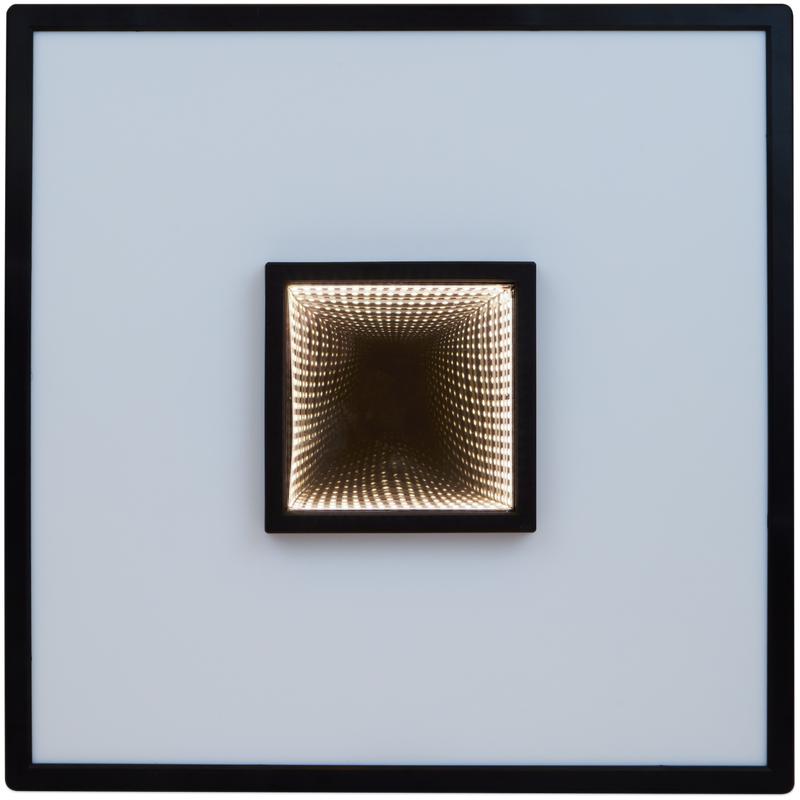 Square LED infinity ceiling light - black - tunnel effect switched on