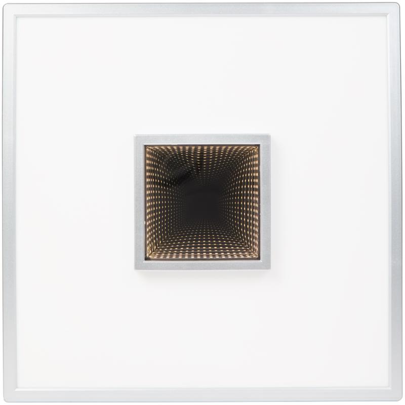 Square LED infinity ceiling light - chrome - tunnel effect switched on