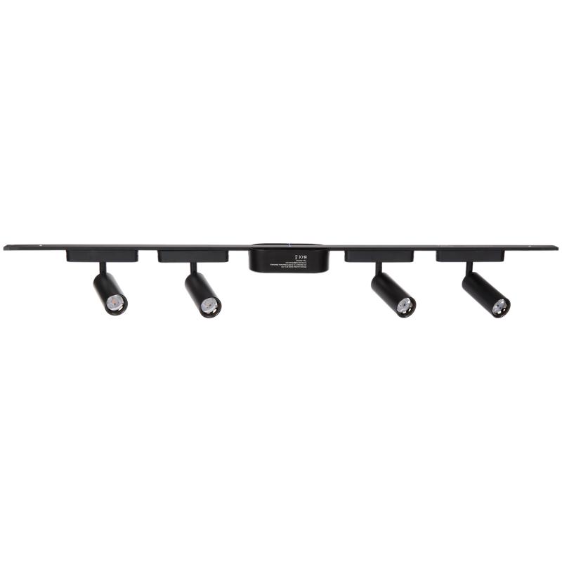 Track lighting with 4 spotlights - black - front view