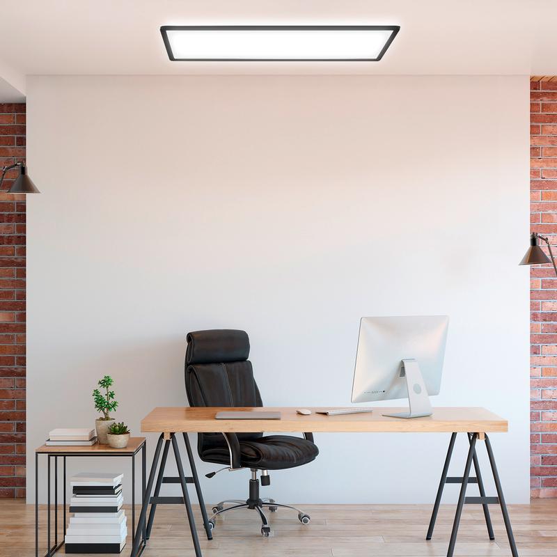 Ultra platte CCT-plafondlamp rechthoekig in kantoorruimte