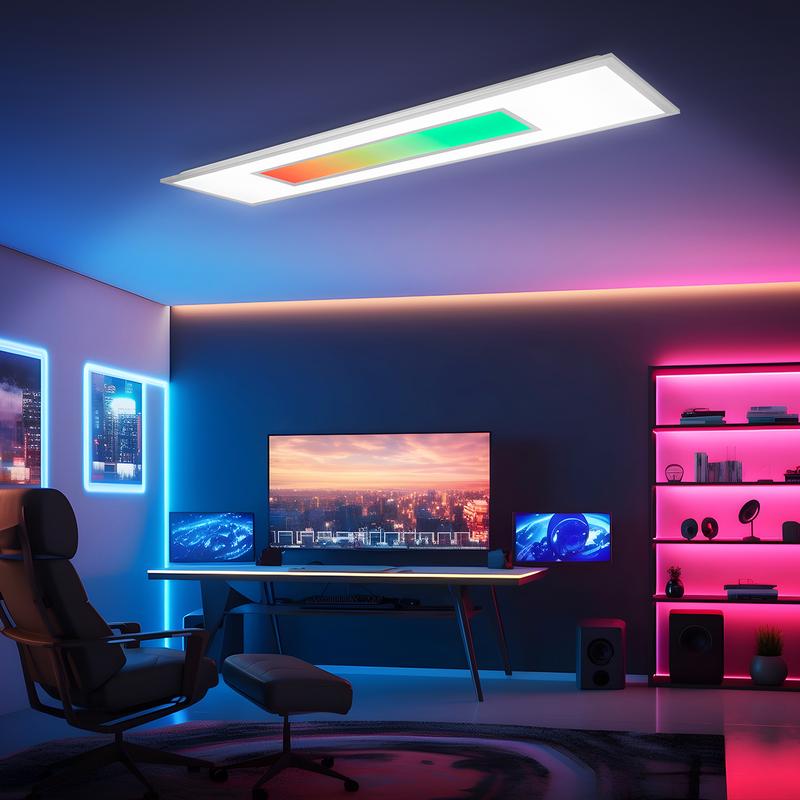 Telefunken LED panel 119.5x29.5cm - Magic RGB centrelight in game room