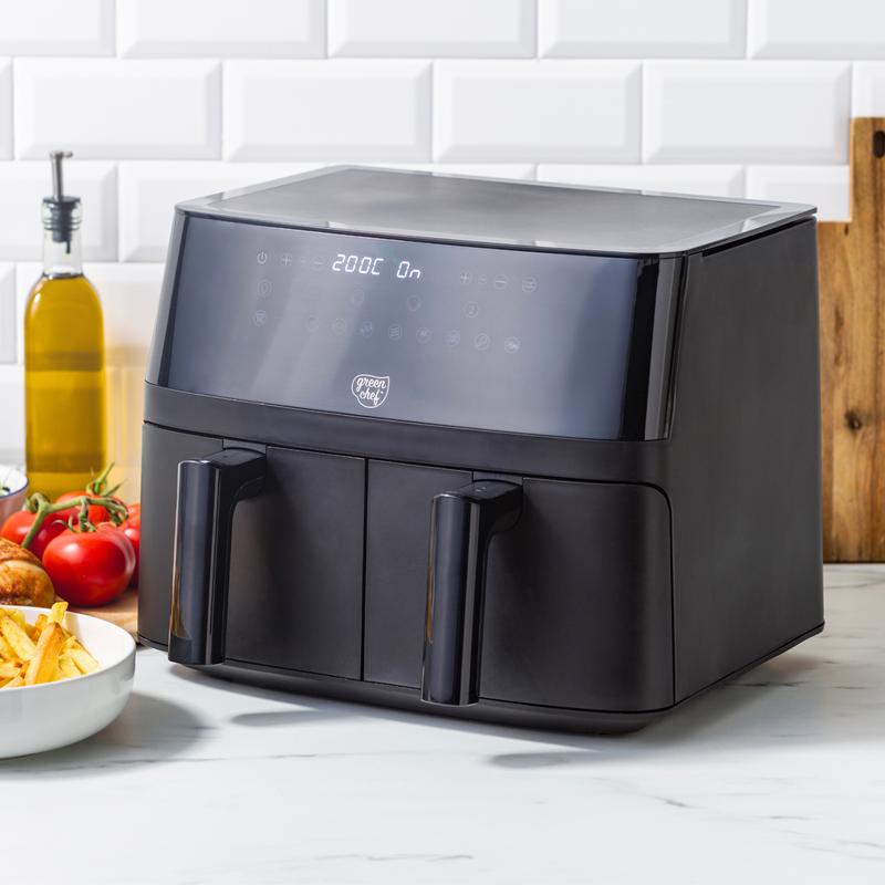 GreenChef air fryer Double on kitchen counter