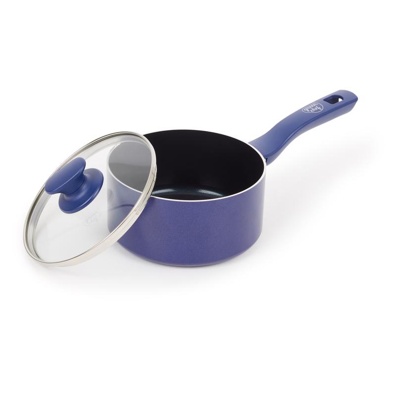 Greenchef 14-piece pan set - pan with lid open high
