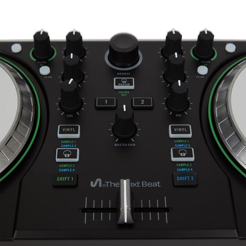 The Next Beat by Tiësto DJ controller middenzijde van de controller close-up