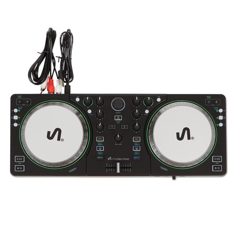 The Next Beat by Tiësto DJ controller met kabels aangesloten