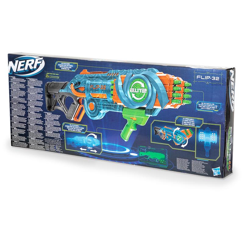 The back of the packaging the NERF comes in.