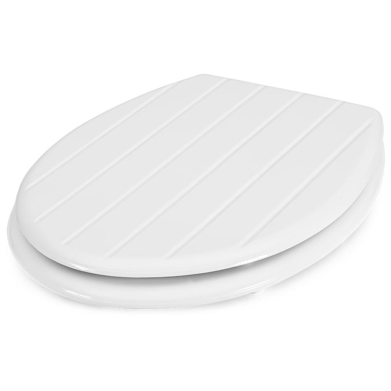 White toilet seat with lid closed