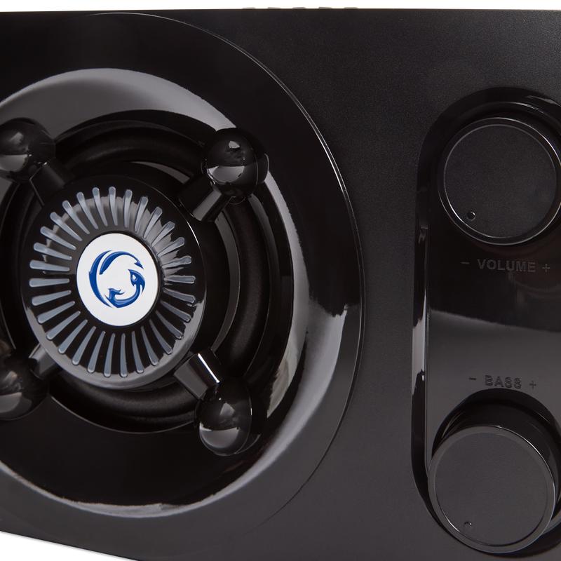 2.1 gaming speaker met ledverlichting close up speaker