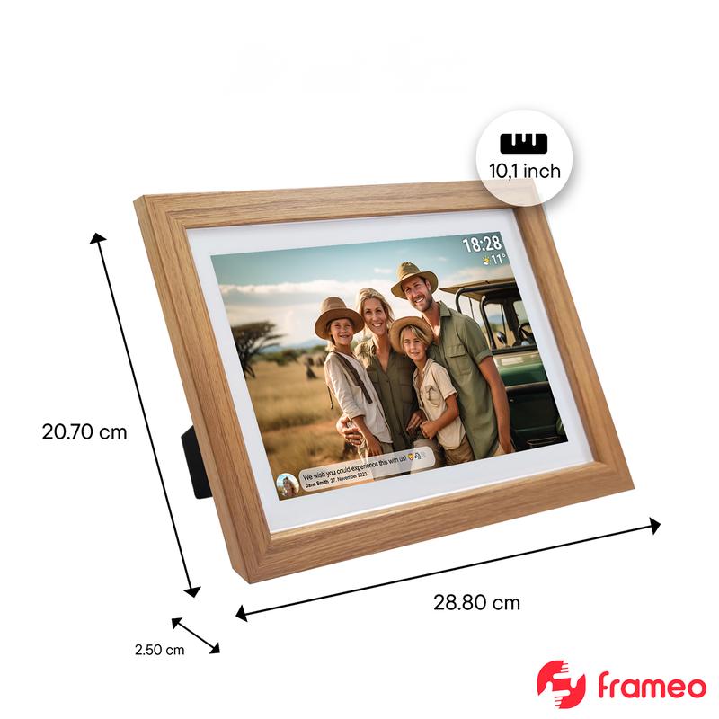 Dimensions du cadre photo numérique en bois clair