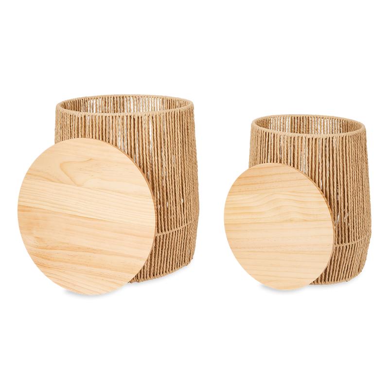 Wooden side tables - set of 2 with covers