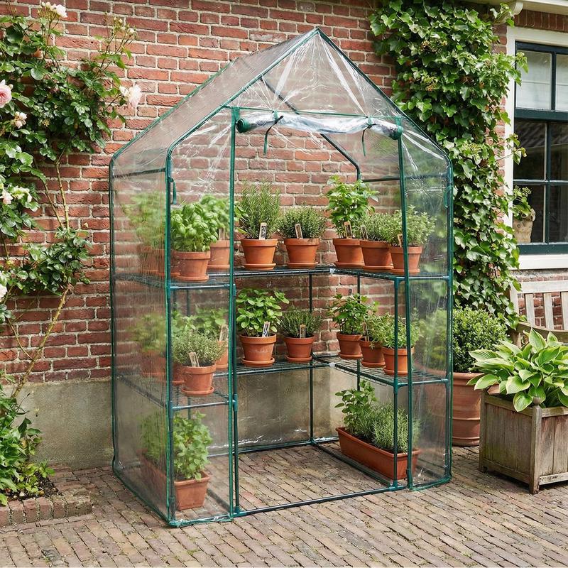 Garden greenhouse outside house