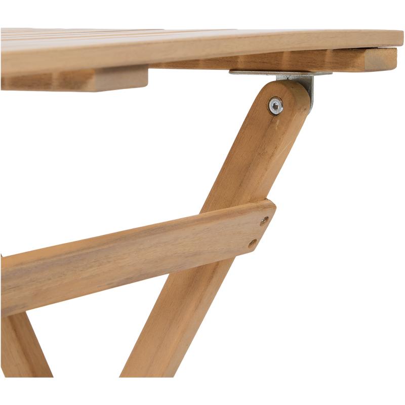 Close-up of acacia wood table in luxury bistro set