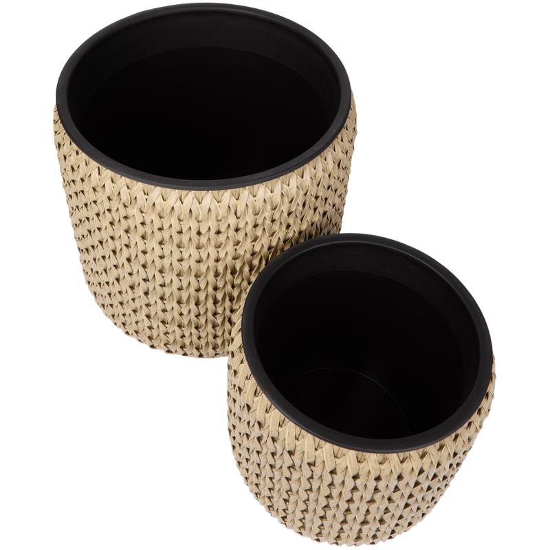 Set of 2 short plant pots - natural - viewed from above